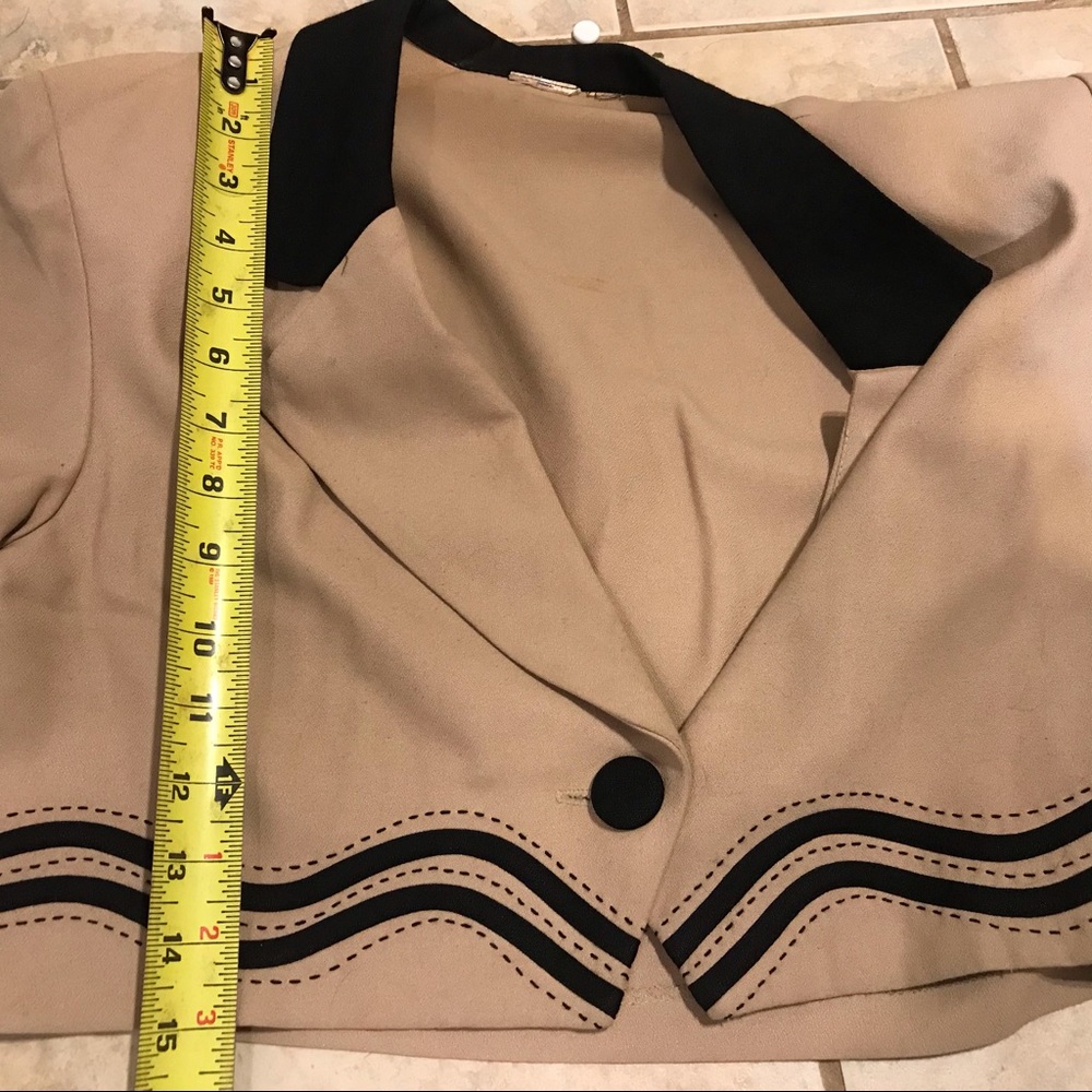 Vintage Striped Blazer Suit Cropped Jacket 1980s - Picture 7 of 11